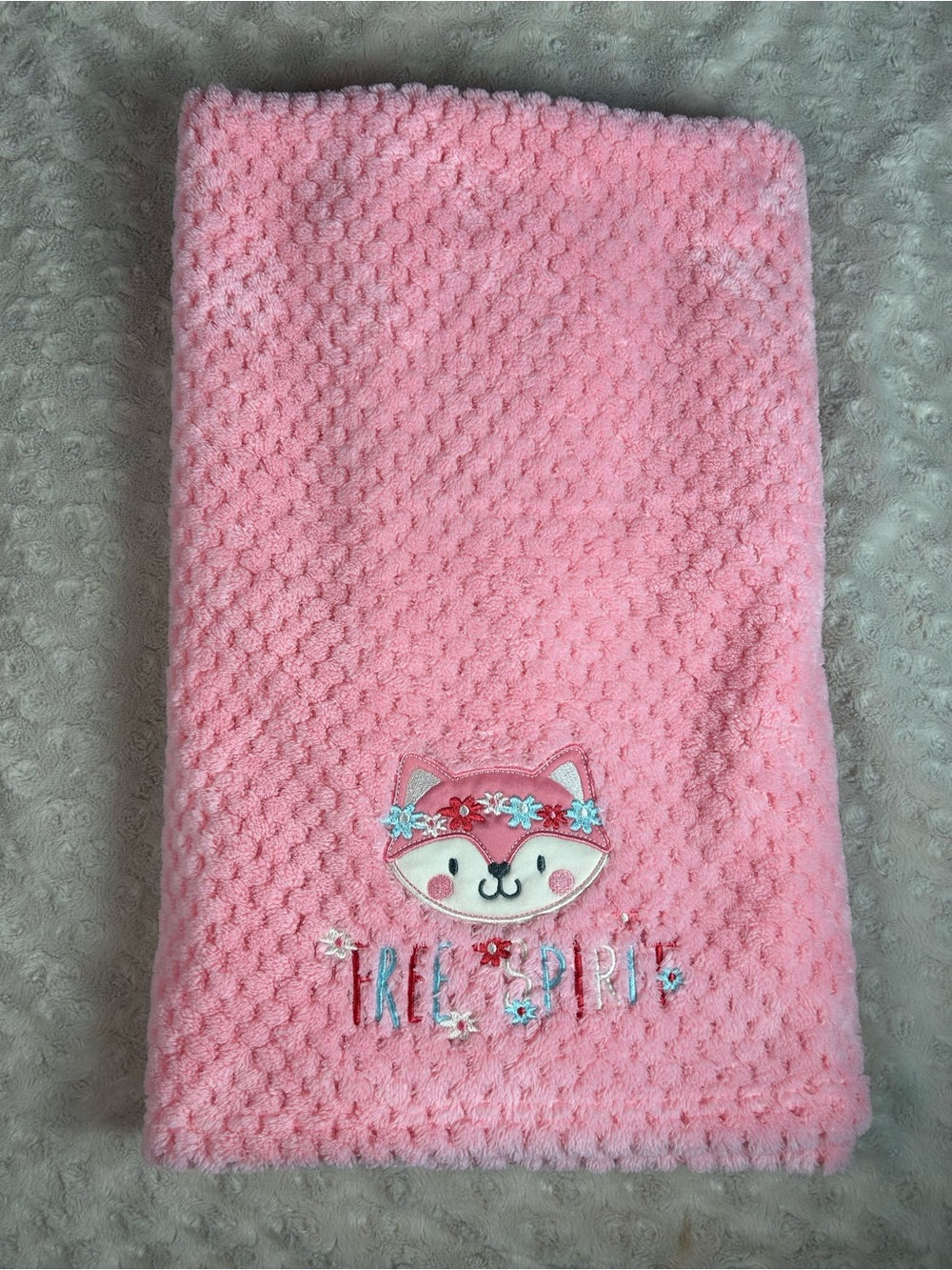 Zak and Zoey Free Spirit Fox Baby Blanket Pink Blue Flower Crown Floral Lovey